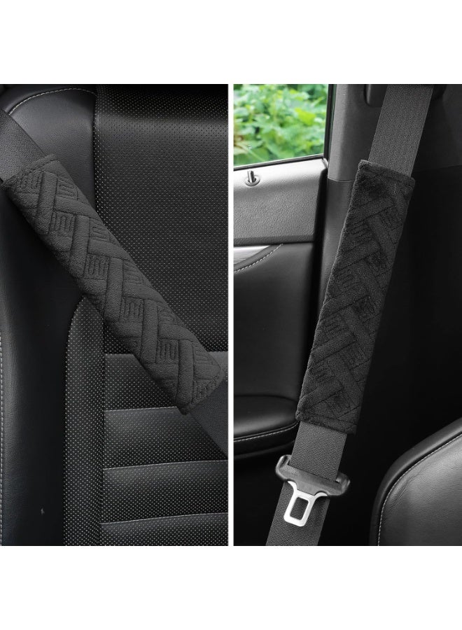 2 حزمة عالمية السيارة حزام الأمان وسادات غطاء لقيادة أكثر راحة، حزام الأمان حزام الكتف يغطي تسخير وسادة للسيارات الملحقات الداخلية (الأسود) - Image 4